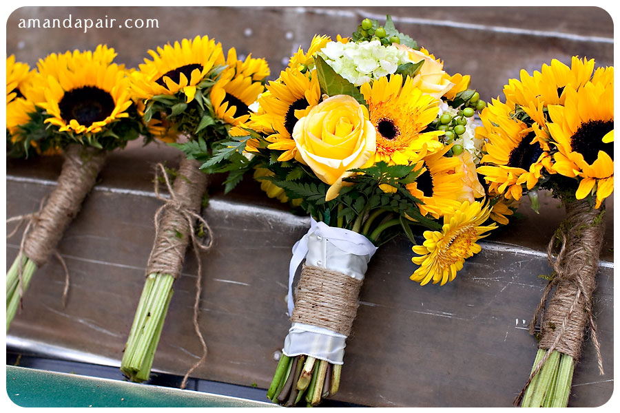 Just a few sunflowers together also make a very simple bouquet Wedding at